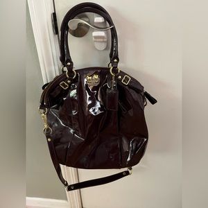Coach Plum Patent Leather Madison Sophia Tote Carryall Purple Satchel